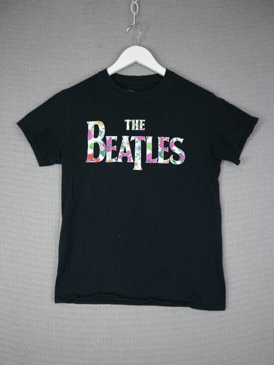 The Beatles Other - The Beatles Logo Tee Mens Black Paint Splattered 2022 Apple Corps Small
